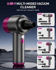 EYYA Handheld Cordless Car Vacuum Cleaner, 4-in-1 Portable Mini Grey Pink