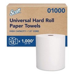 Scott 01000 8 in. x 1000 ft. Essential Hard Roll Towels – WT (12 Rolls/CT) New