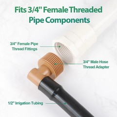 RedChili 1/2 Inch Drip Irrigation Fitting To 3/4 3/4″ Threaded Elbow Adapter