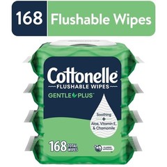 Cottonelle Gentle Plus Flushable Wet Wipes, 4 Flip-Top Packs 4 Pack