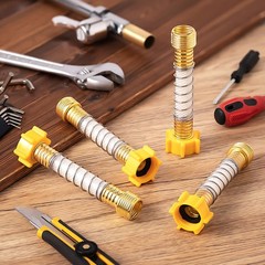 Garden Hose Protector, Flexible Extension Adapter Solid White, Yellow