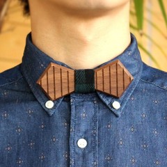 Wooden BowTie Lily Carved Wooden Bow Tie (Unisex, Nordic Design)