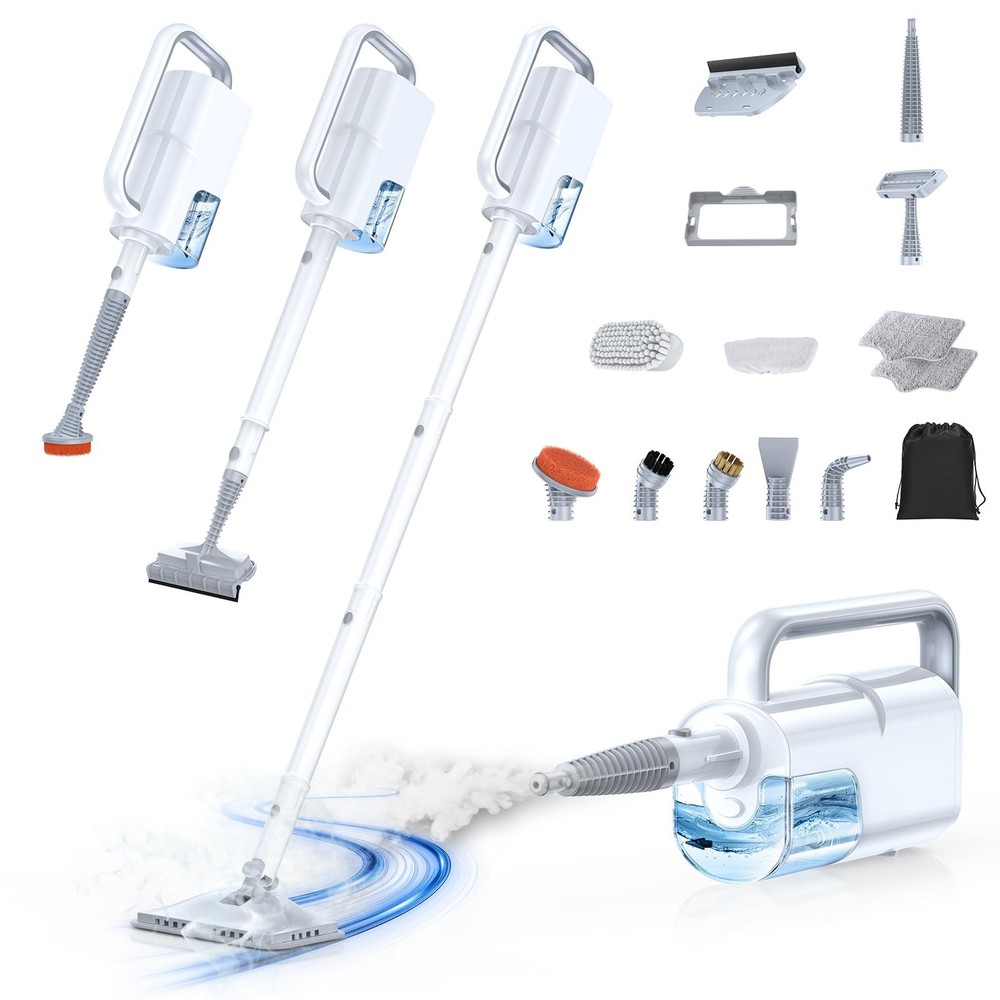 10-in-1 Steam Mop with Detachable Handheld Steamer,350ml Tank, 10s Heat-Up, 2…