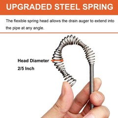 Drain Auger, Clog Remover 24.606 feet long with a 3-inch diameter, Orange