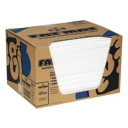 Pig Mat4101 Sorbent Pad, 22 Gal, 16 In X 20 In, Oil, White, Polypropylene