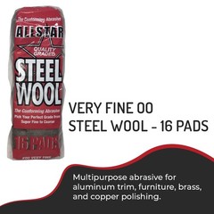 16 PCS 72016 Very Fine 00 Steel Wool Pads Multipurpose Abrasive Polish