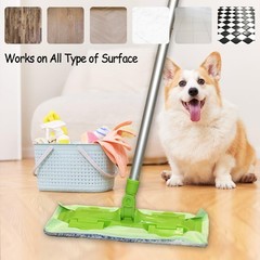 Wet and Dry Flat Mop Head, Super Firm Clip on Pads, 2 Washable Mop Pads,