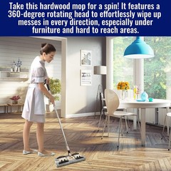MAYSHINE Microfiber Hardwood Floor Wet and Dry Dust Mop w/ 5 15 Inch, Brown