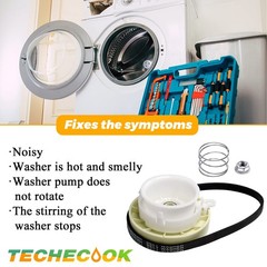 W10721967 Washer Pulley Clutch Kit & W10006384 Drive Belt by Techecook -…