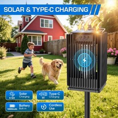 Solar Bug Zapper Outdoor, Waterproof Mosquito Type-C & Black