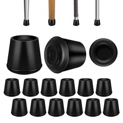 VOCOMO 1″ Round Rubber Chair Leg Tips Caps, – 12Pack, Black