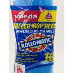 Vileda O-Cedar Roll-O-Matic 10″ Roller Mop Refill Blue Sponge Industrial NEW