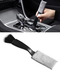 Universal 2-in-1 Car Duster and Brush Tool, Double Head Auto Inte Color: Black