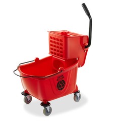 Commercial Mop Bucket & Side Press Wringer – 26 Quart Red