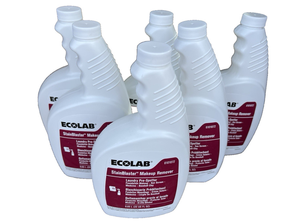 6 Pack ECOLAB 6101072 StainBlaster Makeup Remover Laundry Pre-Spotter 22oz Each