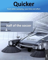 YANGZI IZONIX Manual Sweeper 55L 40in Path Side Brushes Multi-Surface
