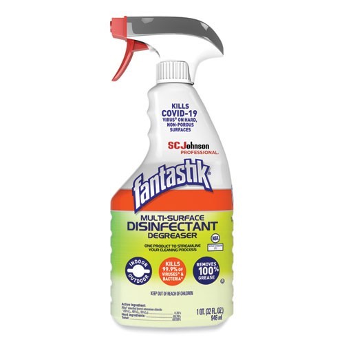Fantastik Multi-Surface Disinfectant Degreaser, Herbal Scent, 32 oz Bottle, 3/PK
