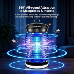 LUOJIBIE Bug Zapper Outdoor, Electric Mosquito Killer Fly Trap with Black