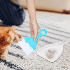 CHENGU 3 Pcs Mini Dustpan Set Brush for Table Whisk Pink, Green Light Blue