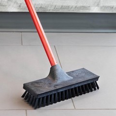 Heavy Duty Floor Scrub Brush Polypropylene Block Steel Handle Multi Surface Use