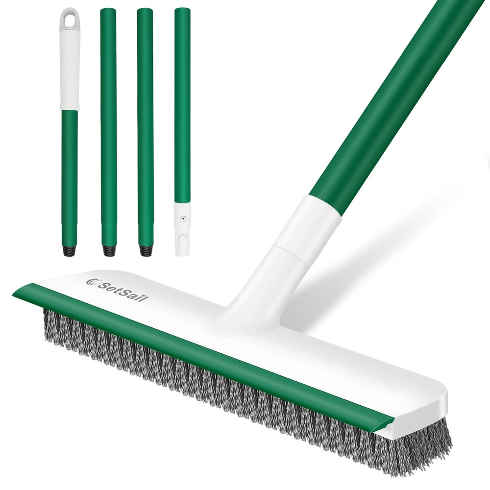 SetSail Upgraded Large 12 in Wide Floor Scrub Brush with White Green-large