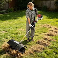 52cc Gas Power Hand Held Sweeper Broom Driveway Turf Artificial Grass Snow Clean