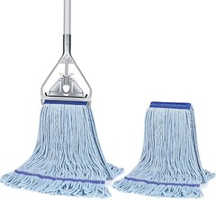 String Mop for Floor Cleaning – Industrial With Replacement Head, Blue-1