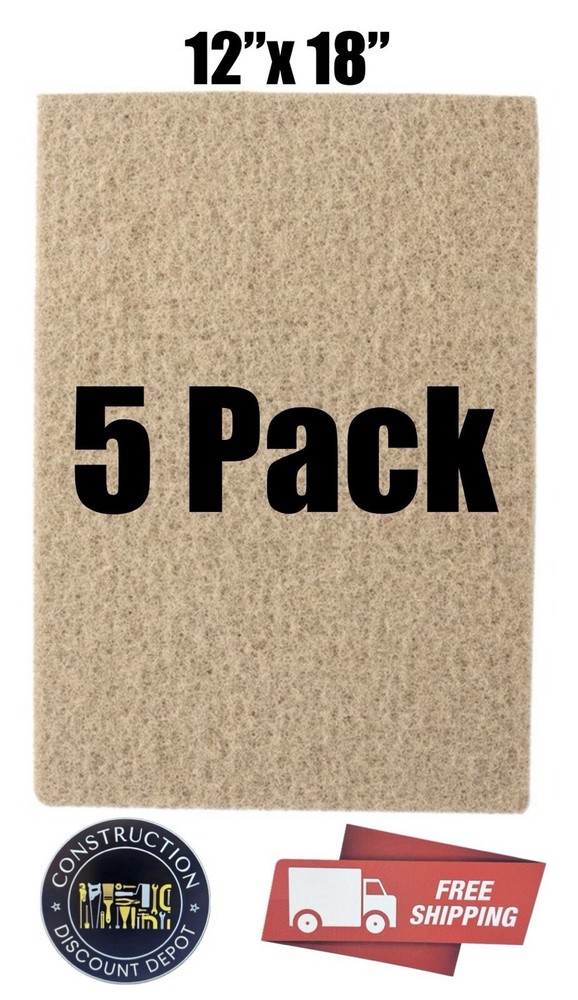 5 Rectangle Gator Synthetic Fiber Floor Polisher Pad Tan Buffing Polishing
