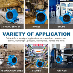 1/2Hp Air Mover Floor Drying Blower Fan – Powerful 1/2HP Motor Carpet Dryer, 220