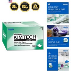 Kimwipes, Delicate Task Wipers, 1-Ply, 4.4 x 8.4, Unscented, White, 286/Box