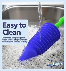 Luigi’s Blue Heavy Duty Toilet Plunger Bellows Design Clog Remover