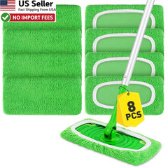 8Pcs Reusable Microfiber Mop Pads Swiffer Compatible Washable Wet Dry FROM USA