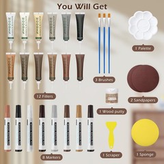 Oriflame Wood Furniture Repair Kit: 12-Color Filler and Multiple Colors