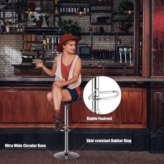 Modern Backless Bar Stools Set of 4 Swivel Adjustable Chrome Hydraulic Black