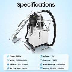 60L Commercial Carpet Cleaning Machine 3in1 Cleaner Pro Vacuum Extractor Machine