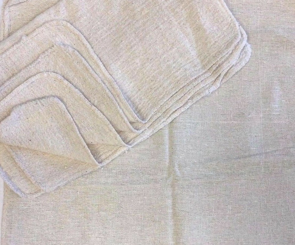 500 PIECES INDUSTRIAL SHOP RAGS / CLEANING TOWELS NATURAL 18″X18″