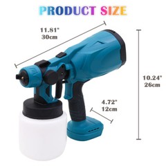 High Pressure Cordless Paint Sprayer Electric Airless HVLP Spray Gun w/2 Battery