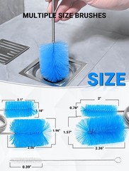 SARDVISA Flexible Long Drain Brush Tool with Large clean brush, Blue