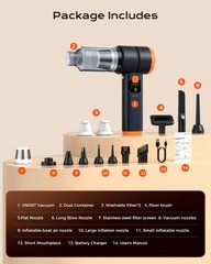Portable Cordless Car Vacuum, 4-in-1 Handheld Vacuum with Orange