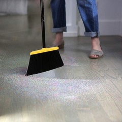 Broom and Dustpan Set,IndoorBroom with Dust pan Combo Set Yellow Angle