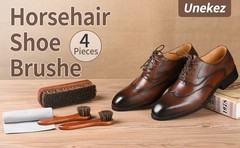 4-Piece Horsehair Shoe Brush Shine Kit, Shoe Polish Kit, Leather Shoes Boot
