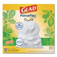 Glad 78900 Kitchen Drawstring Trash Bags – Gain Original/White (240/Carton) New