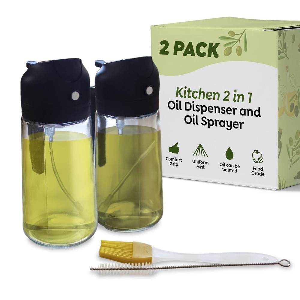 FULL OF INNOVATION 2 PACK Kitchen 2 in 1 Oil Dispenser and Sprayer Yellow