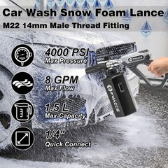 PWACCS Pressure Washer Foam Gun, Short Cannon Black