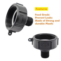 2PCS 275 330 Gallon IBC Tote Water Tank Adapter 2″NPT-Fine Thread, Black