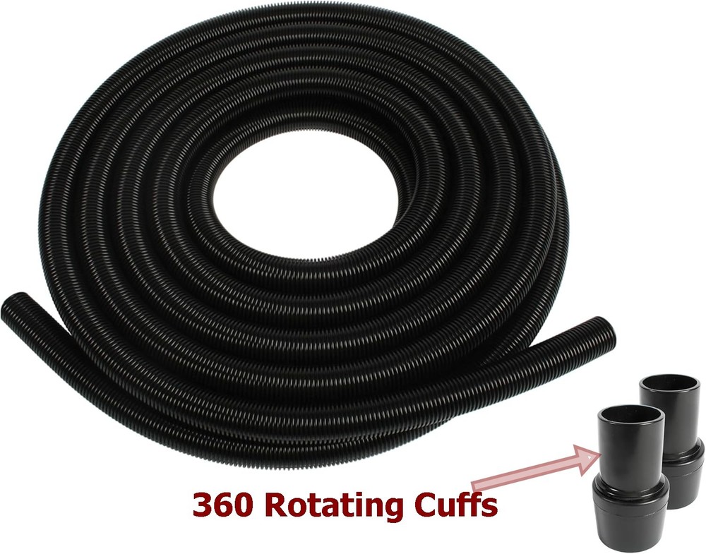 50 Ft. 1 1/2 hose Black Crushproof Commercial Wet/Dry Vacuum Hose with 1.5