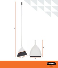 Superio Angle Broom with Clip-On Dustpan Set Angle Shape to Reach Narrow Spaces