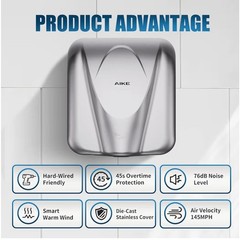 AIKE Elephant Power Commercial Hand Dryer High Speed Auto Warm Wind, Brushed …