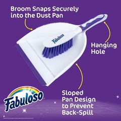 Fabuloso Brush and Dustpan Set Compact Hand Broom for Floor White Purple