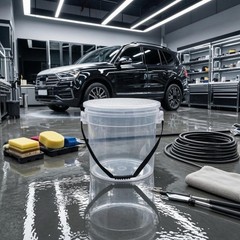 Car Wash Pail Transparent Cleaning Supplies Round Shape